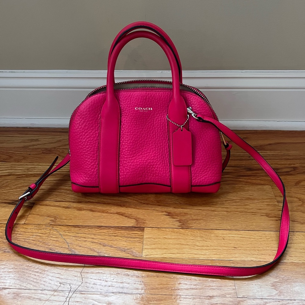 Coach 30143 Bleecker Mini Preston Ruby Pink Leather Satchel Bag